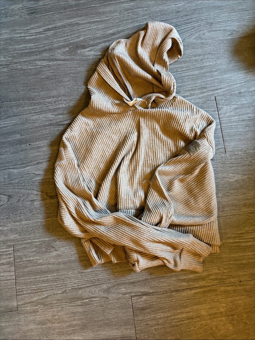 ALO Yoga Ribbed Hooded Sweater - Beige